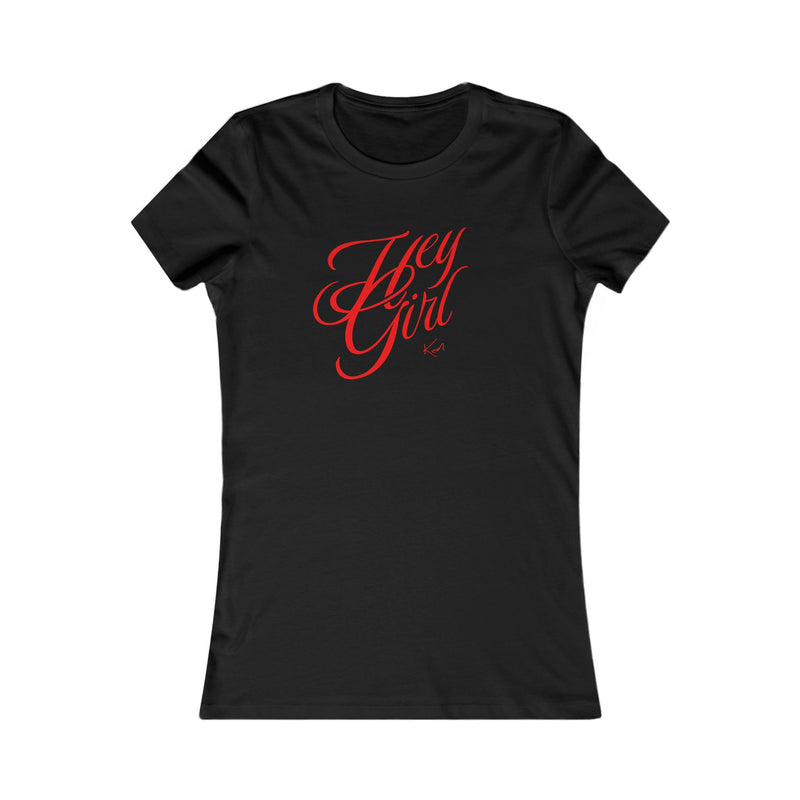 HEY GIRL Retro Script Black/Blue Women's Tee
