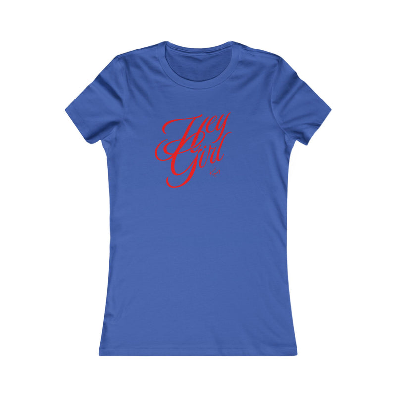 HEY GIRL Retro Script Black/Blue Women's Tee