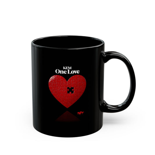 ONE LOVE Heart Black Mug