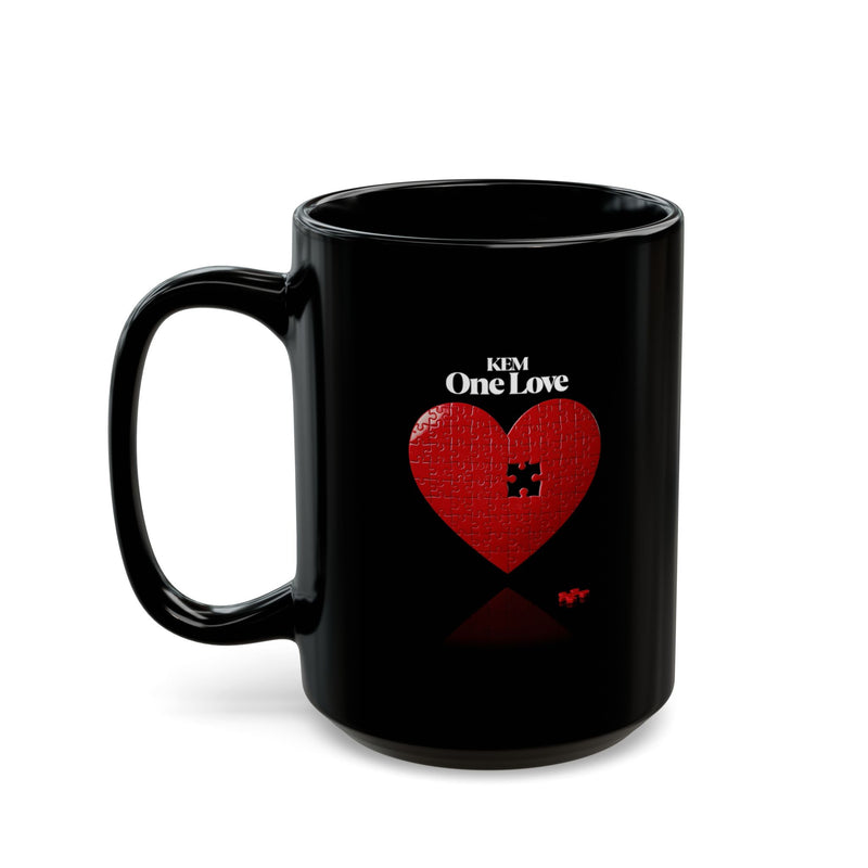 ONE LOVE Heart Black Mug